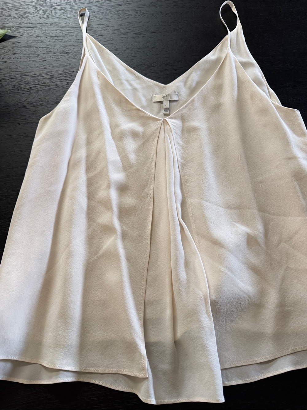 Joie Cream Spaghetti Strap Pleated Tank Top